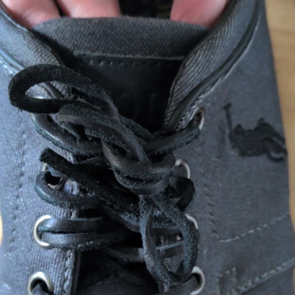 Ralph Lauren Polo Oxford Shoes Denim Mens Size 10.5 D Grey And Black